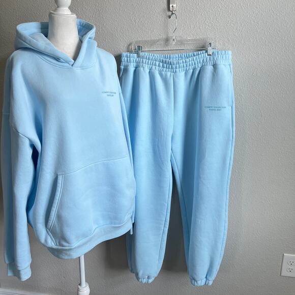 Comfrt Tops - Comfrt Collection Pastel Edit Baby Blue Hoodie & Sweat Pant Set Women's 2XL